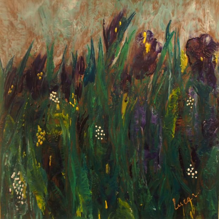 Painting titled "Jardin d'iris" by Lucar, Original Artwork, Other