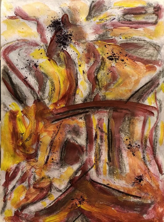 Schilderij getiteld "Homam (Sacred Fire)" door Lucie Dehli, Origineel Kunstwerk, Acryl