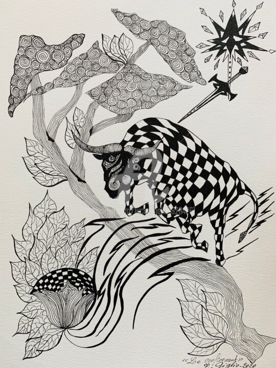 Drawing titled "Arbre sauvage" by Lucie Giglio, Original Artwork, Ink