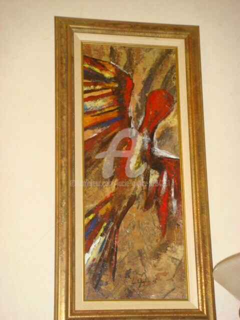 Painting titled "L'OISEAU" by Lucie Giglio, Original Artwork
