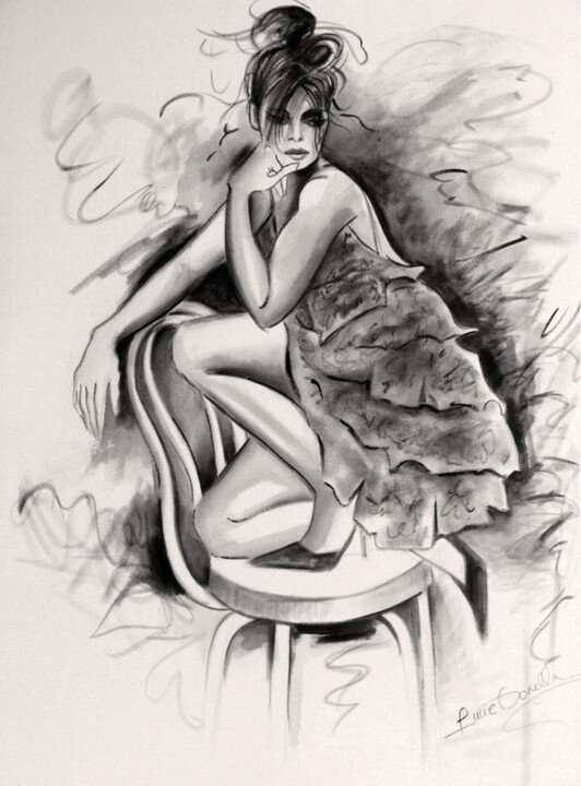 Drawing titled "Coquette - 7506" by Lucie Gonella, Original Artwork, Ink