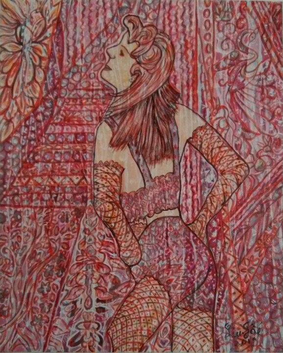 Pintura titulada "COQUINE" por Lucie Goubert (Liu-Gôé), Obra de arte original, Oleo Montado en Bastidor de camilla de madera