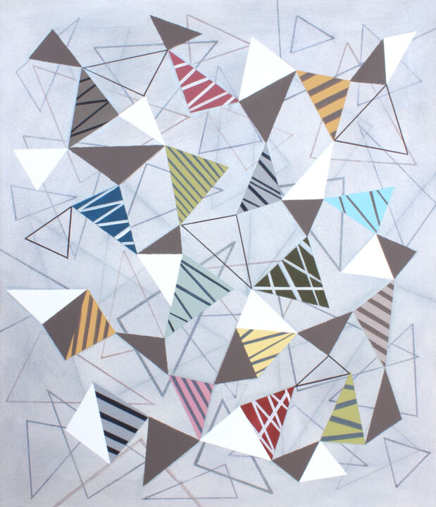 绘画 标题为“Triangles 8” 由Lucie Jirků, 原创艺术品, 丙烯 安装在木质担架架上