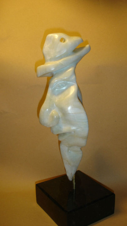 Sculpture titled "chanteur à 2 voix" by Lucie Nadeau, Original Artwork, Stone