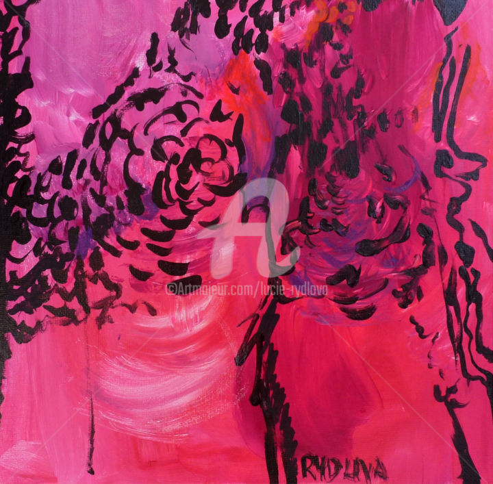 Peinture intitulée "En rouge et rose" par Lucie Rydlova, Œuvre d'art originale, Acrylique