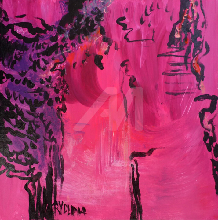 Peinture intitulée "En rouge et rose II" par Lucie Rydlova, Œuvre d'art originale, Acrylique