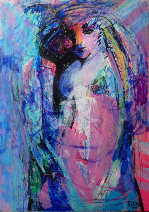 Peinture intitulée "Le baiser" par Lucie Rydlova, Œuvre d'art originale, Acrylique