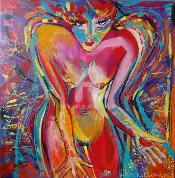 Painting titled "Peinture Portrait A…" by Lucie Rydlova, Original Artwork, Acrylic