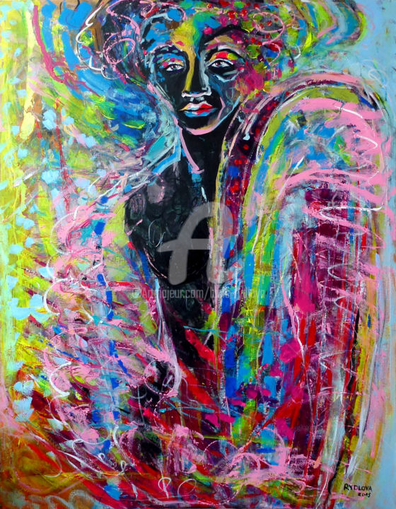 Painting titled "Peinture portrait H…" by Lucie Rydlova, Original Artwork, Acrylic