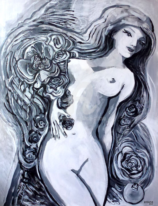 Painting titled "Peinture Aphrodite" by Lucie Rydlova, Original Artwork, Acrylic
