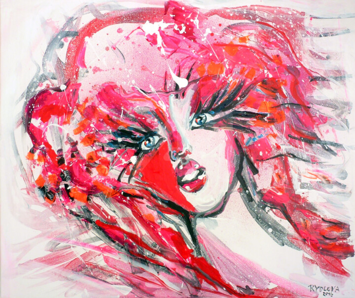 Painting titled "Peinture portrait f…" by Lucie Rydlova, Original Artwork, Acrylic