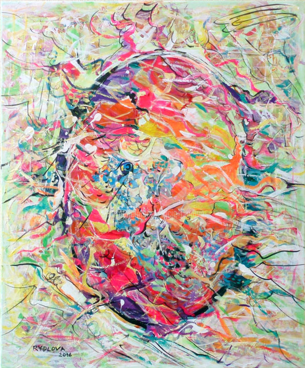 Painting titled "Peinture abstraite…" by Lucie Rydlova, Original Artwork, Acrylic