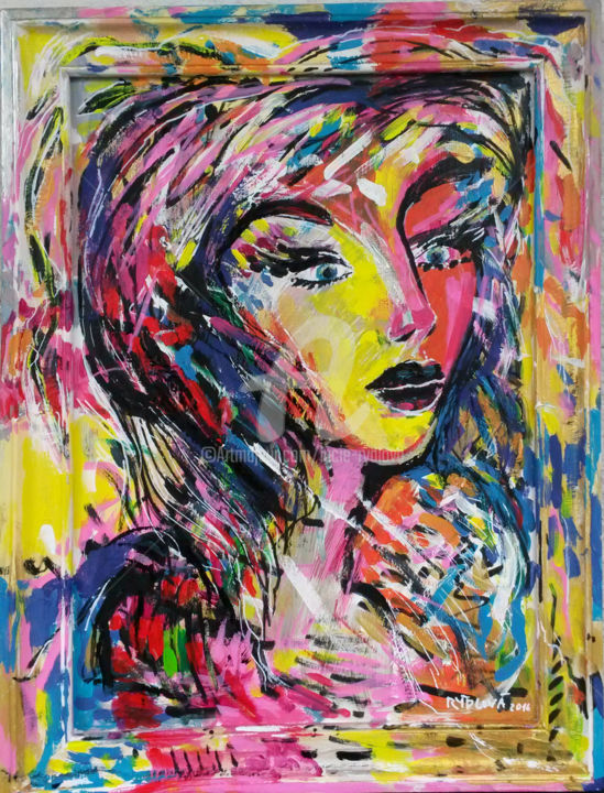 Painting titled "Belle" by Lucie Rydlova, Original Artwork, Acrylic
