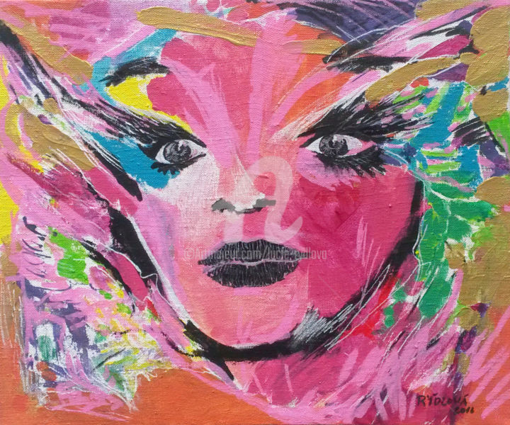Painting titled "Expression féline" by Lucie Rydlova, Original Artwork, Acrylic