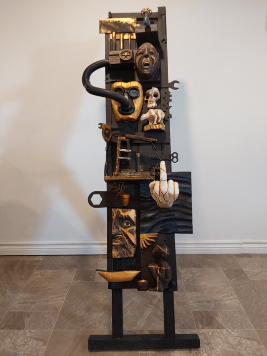 Sculpture titled "Ego-système versus…" by Lucien-Carol Proulx, Original Artwork, Wood