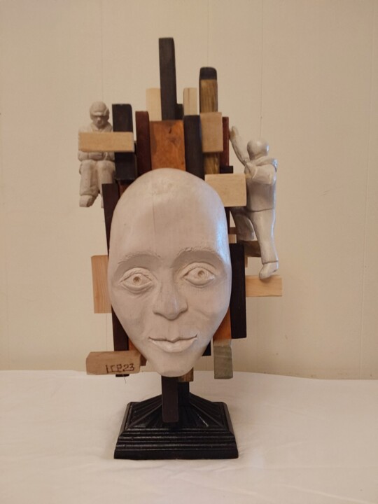 Sculpture titled "Courage" by Lucien-Carol Proulx, Original Artwork, Wood