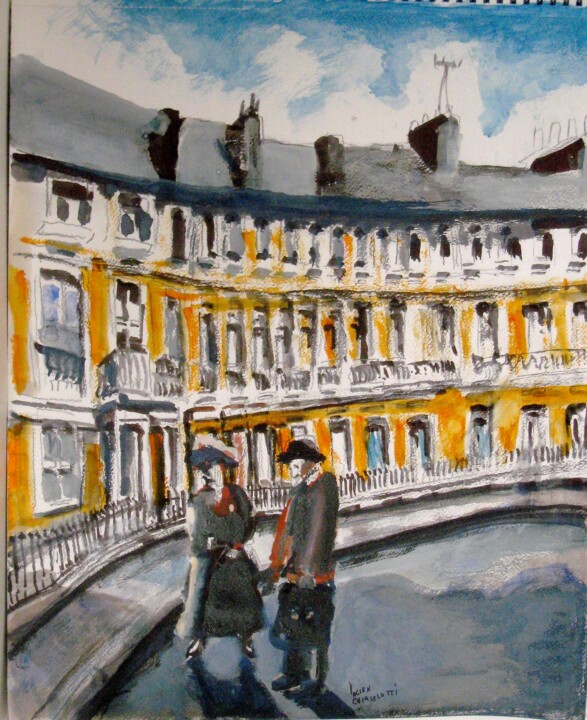 Painting titled "DEUX VIEUX AMIS ANG…" by Lucien Chiaselotti, Original Artwork, Watercolor
