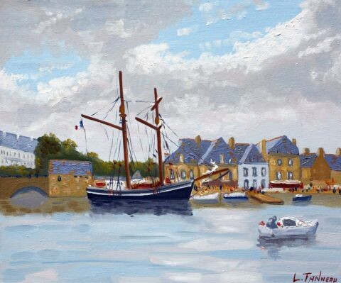 Painting titled "le port de saint-go…" by Lucien Tanneau, Original Artwork