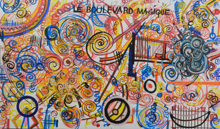 Painting titled "le boulevard magique" by Lucien Adami, Original Artwork, Acrylic