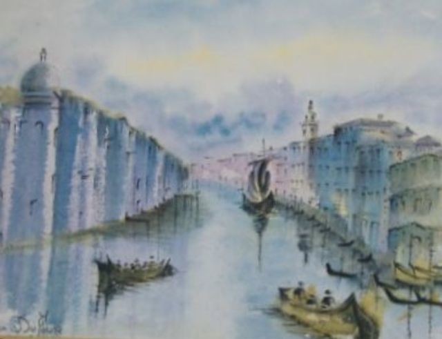 Peinture intitulée "B30- Venise I" par Lucien Dufour, Œuvre d'art originale, Aquarelle Monté sur Carton