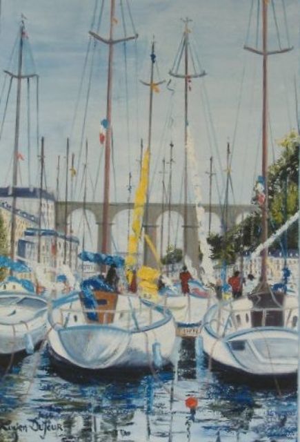 Pittura intitolato "L10 - Port de Morla…" da Lucien Dufour, Opera d'arte originale, Olio Montato su Telaio per barella in le…