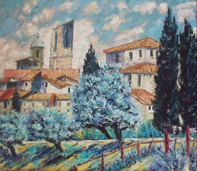 Peinture intitulée "M3 . Village Proven…" par Lucien Dufour, Œuvre d'art originale, Huile