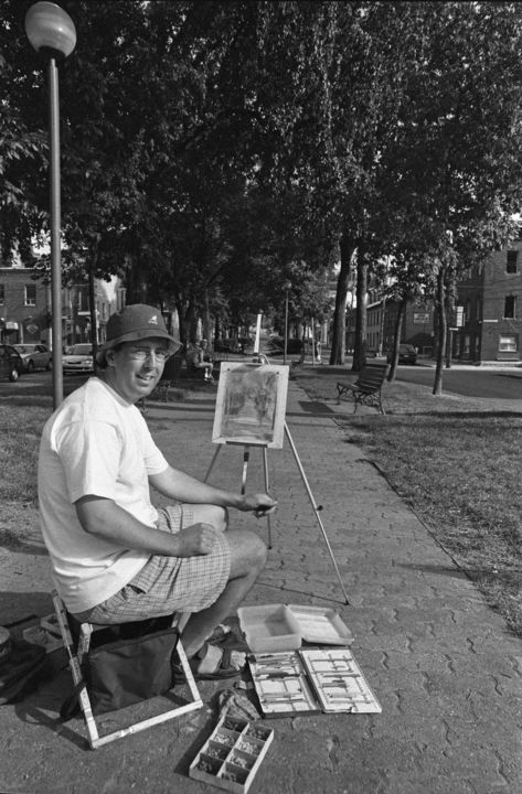 Photographie intitulée "Artiste de la rue" par Lucien Duhamel, Œuvre d'art originale