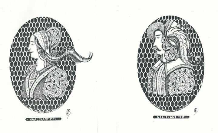 Dessin intitulée "naaldkant" par Lucienne Van Sande, Œuvre d'art originale, Encre