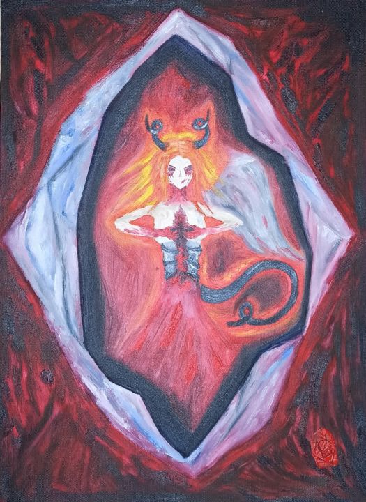 Картина под названием "Сокрытый гнев" - Анастасия Бильдина (Lucifiel), Подлинное произведение искусства, Масло