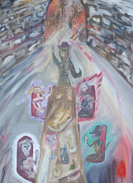 Картина под названием "Всадники" - Анастасия Бильдина (Lucifiel), Подлинное произведение искусства, Масло