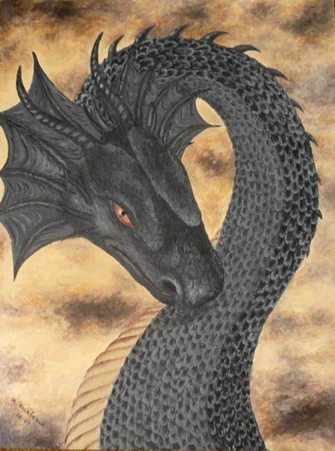 Peinture intitulée "Dragon" par Marta Valášková, Œuvre d'art originale