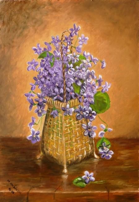 Картина под названием "Violets" - Marta Valášková, Подлинное произведение искусства