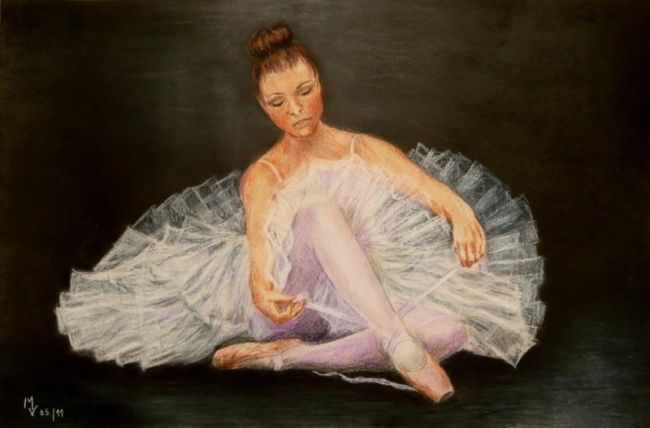 Painting titled "Ballerina" by Marta Valášková, Original Artwork