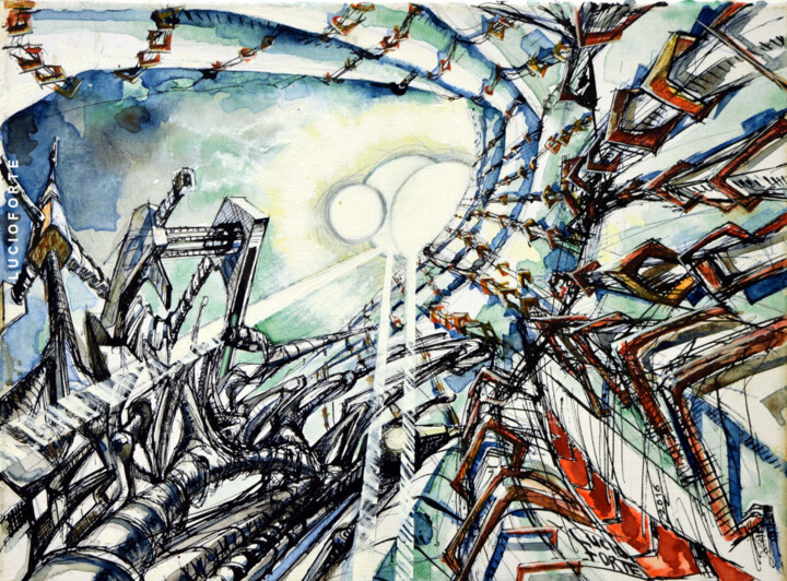 Malerei mit dem Titel "Escape" von Lucio Forte, Original-Kunstwerk, Tinte