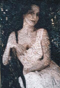 Painting titled "Donna seduta" by Lucio Greco, Original Artwork