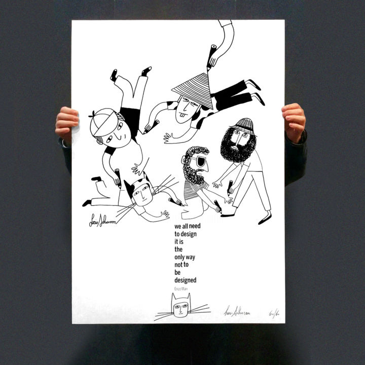 Incisioni, stampe intitolato "Omaggio a Enzo Mari" da Lucio Schiavon, Opera d'arte originale, Serigrafia