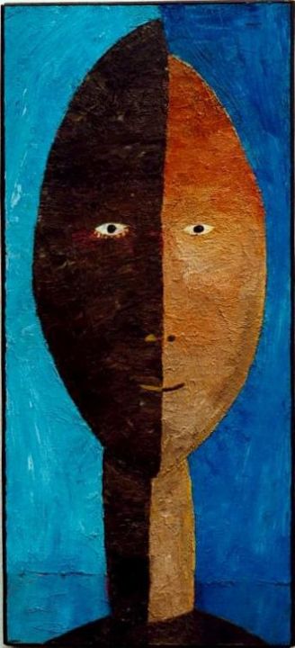 Pittura intitolato "Dogon sur fond bleu" da Frédéric Libert, Opera d'arte originale