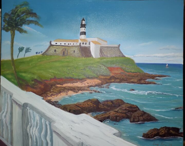 Painting titled "O Farol da Barra" by Lucy Lac, Original Artwork, Oil