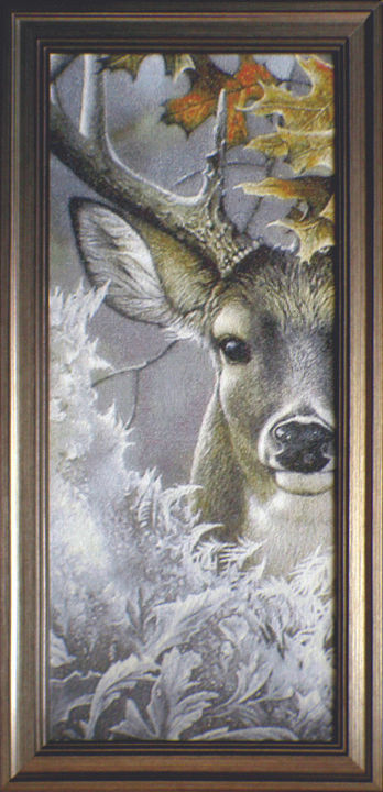 Текстильное искусство под названием "Лесной олень" - Вышитые Картины, Подлинное произведение искусства, вышивка