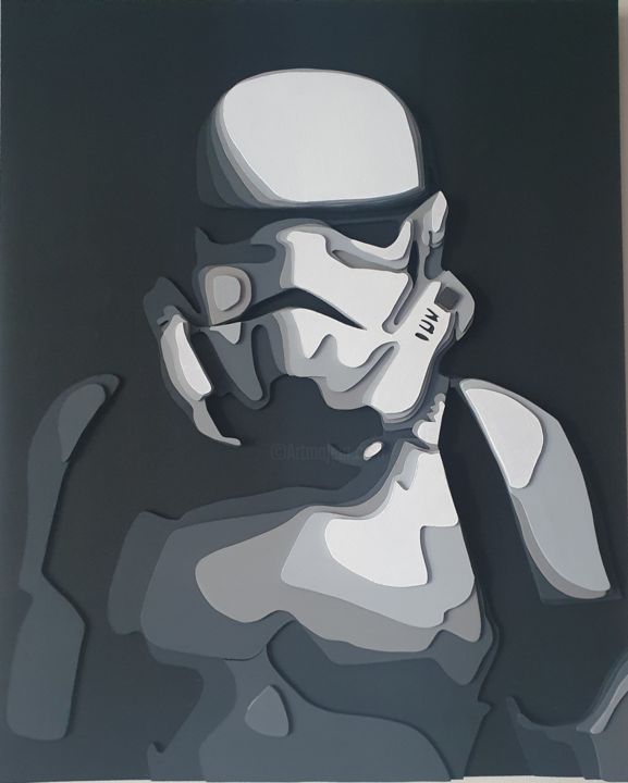 Escultura titulada "Stormtrooper" por Ludovic Latreille, Obra de arte original, Madera