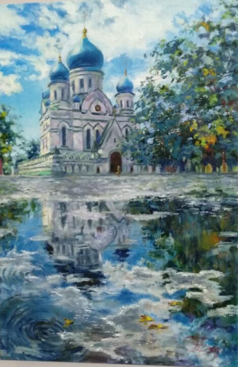 Pintura titulada "Храм. После дождя." por Liudmila Bodiagina, Obra de arte original, Oleo