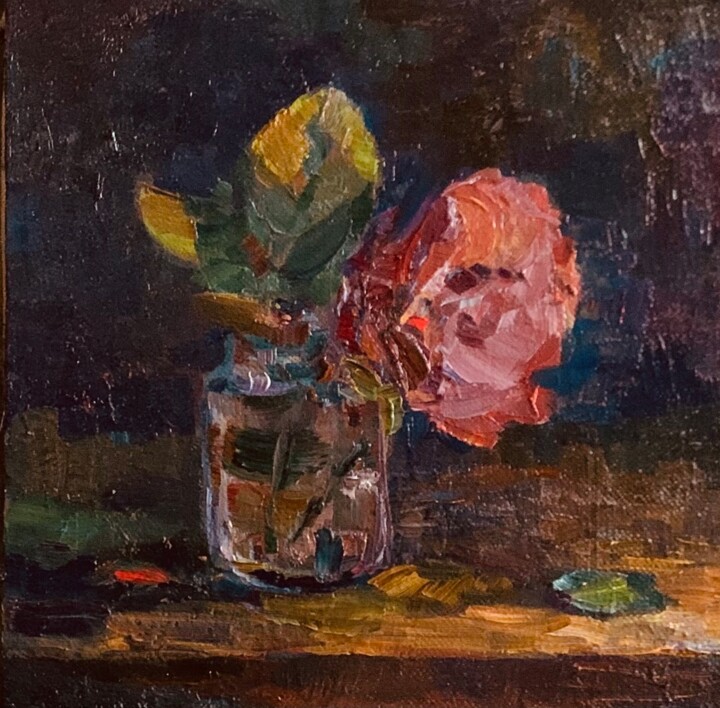 Pintura intitulada "Цветок мальвы" por Ludmila Cerednicenko, Obras de arte originais, Óleo