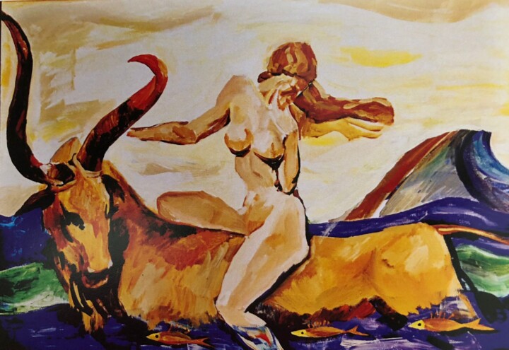 Painting titled "Abduction of Europe" by Ludmila Charlamova, Original Artwork, Acrylic