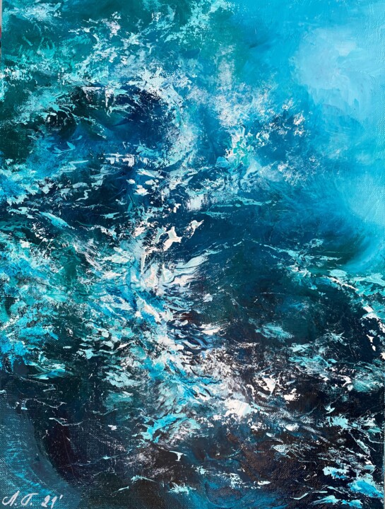 Pittura intitolato "Sea Foam" da Ludmila Gorbunova, Opera d'arte originale, Olio Montato su Telaio per barella in legno