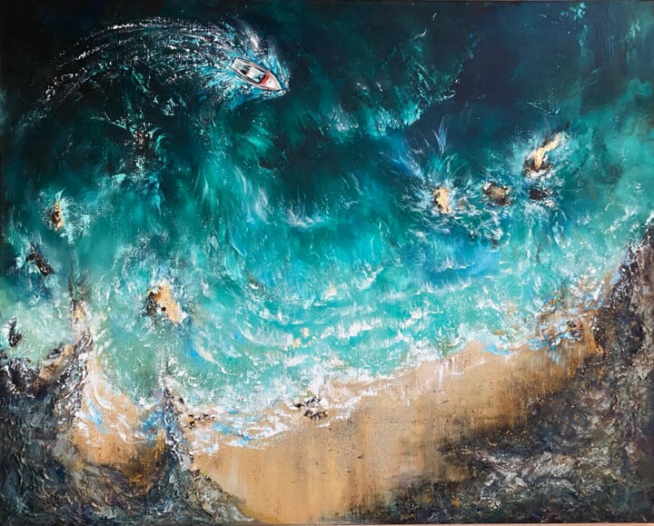 Картина под названием "Coastal Symphony" - Ludmila Gorbunova, Подлинное произведение искусства, Масло Установлен на Деревянн…