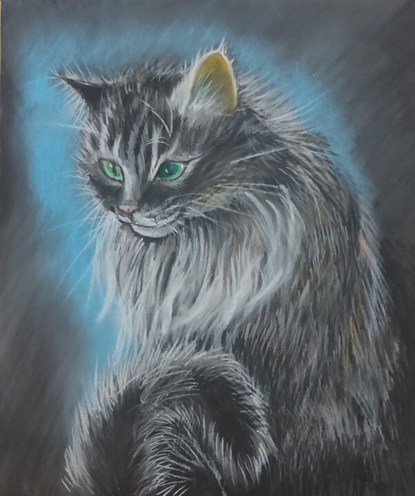 Painting titled "Кіт" by Ludmila Toryanik, Original Artwork, Pastel
