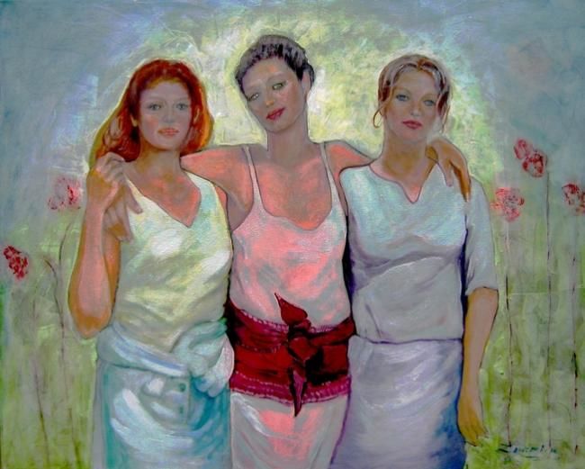 Peinture intitulée "Les Trois Grâces" par Ludmila Constant, Œuvre d'art originale, Huile