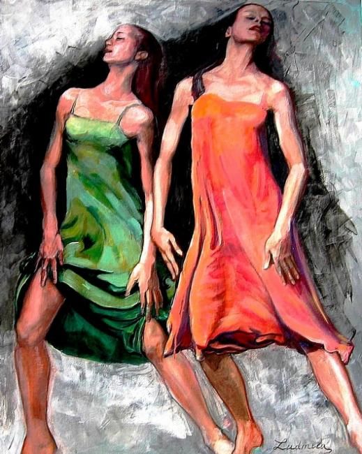 Painting titled "Danseuses" by Ludmila Constant, Original Artwork, Acrylic