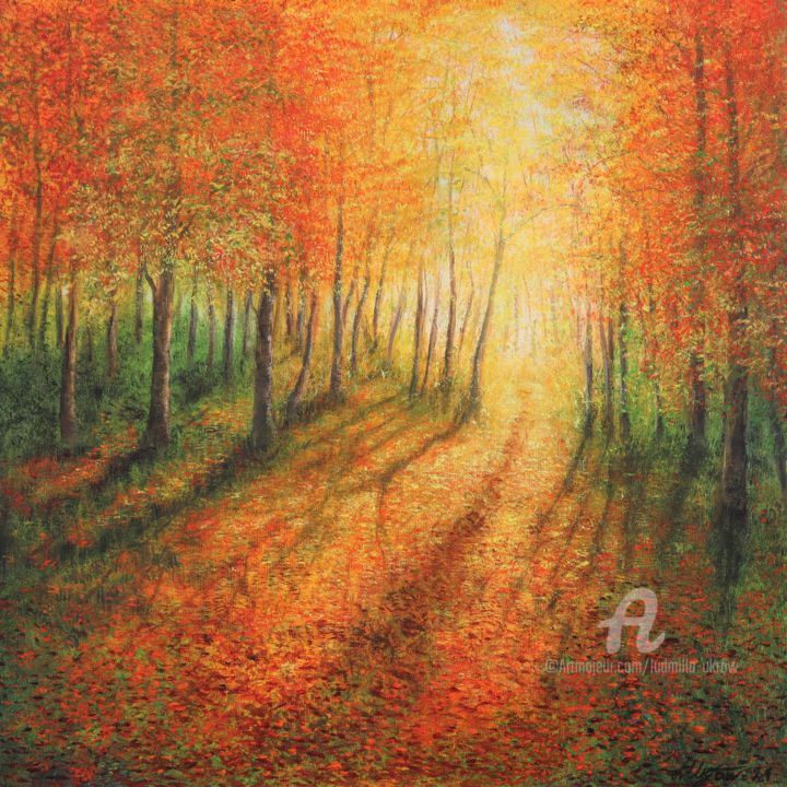 Malerei mit dem Titel "Autumn days" von Ludmilla Ukrow, Original-Kunstwerk, Öl