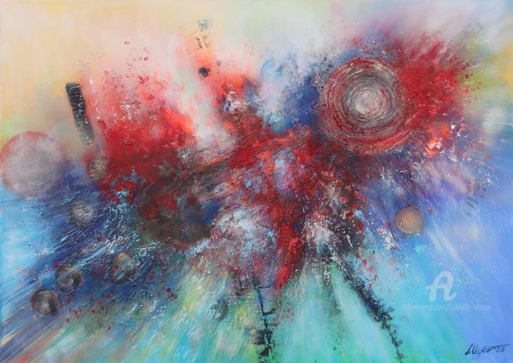 Peinture intitulée "Abstract "Cosmic co…" par Ludmilla Ukrow, Œuvre d'art originale, Acrylique